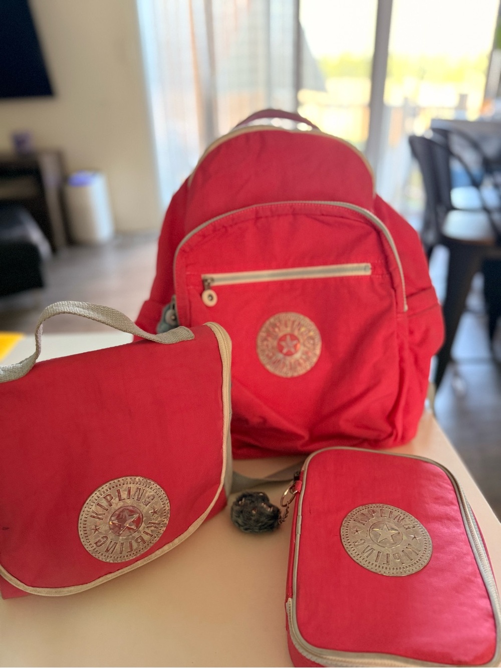 Kipling pink 3-Piece Backpack, lunchbox and Pencil Set